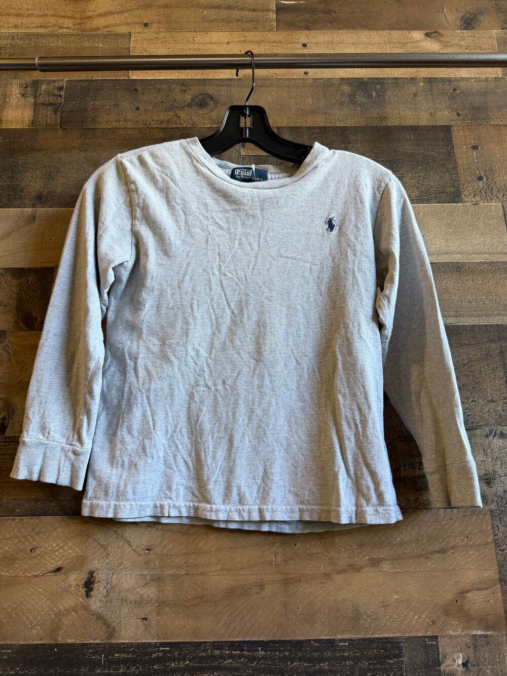 Polo Ralph Lauren Boys Long Sleeve Shirt -Size 7 Heather Gray - Embroidered Pony